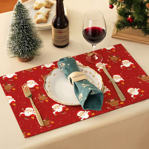 Đệm Ăn Hình Chủ Đề Giáng Sinh Cổ Điển Của Pháp Đệm Cách Nhiệt Sang Trọng Chụp Ảnh Đồ Trang Trí Bát Đĩa Vải