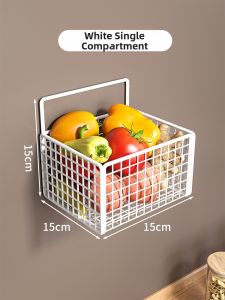 No Drill Wall Mount Kitchen Storage Rack Basket