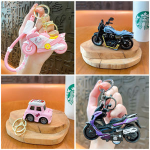 Cartoon Motorcycle Figurine Realistic Car Keychain Cute Toy Pendant Creative Desktop Decoration Gift Keychain Accessory