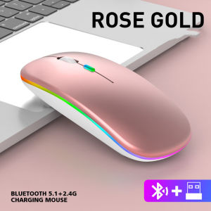 2.4G Silent Wireless Mouse Rechargeable 1600 DPI RGB LED Backlit Isi Ulang Mouse Gaming Ergono Mouse