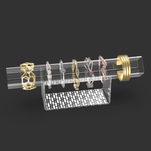 TEMPAT RAK PENYIMPANAN PAJANGAN AKSESORIS PERHIASAN GELANG AKRILIK BENING BRACELET BANGLE JEWELRY JEWELLERY RACK SHOWCASE DISPLAY ACCESSORIES HOLDER STAND STORAGE ORGANIZER KEKINIAN AESTHETIC ESTETIK ELEGANT MODERN PATTERN CLEAR ACRYLIC MOTIF DASHED 005