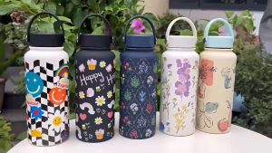 【BUY 1 FREE 1】1000ML Printing Series Thermos Bottle Thermos Cup Stainless Steel Water Bottle Portable Sports Bottle Botol Air Tahan Sejuk
