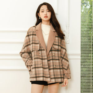Yigue | Double Sided Plaid Wool Coat Loose Thick Double Breasted Suit