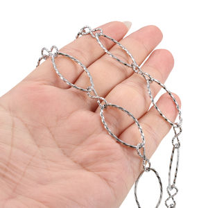 สร้อยคอสแตนเลสด้ายสาบโซ่ห้อยกระเป๋าขนาดใหญ่ห่วงโซ่รูปไข่ DIY สร้อยข้อมือเครื่องประดับโซ่