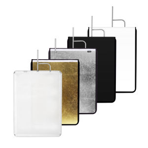 Selens 18" x24in Light Reflector Flag with Frame 5-in-1 Cover Cloth and Diffuser Gold & Silver Black & White for Studio Photography Lighting