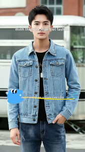 ÁO KHOÁC JEANS NAM THƯƠNG HIỆU CAO CẤP VIET FASHION VF XANH VỪA