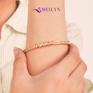 MEILYN Gelang Kaku Tangan Baris Motif 5 Bulat Baris Lapis Emas 0231230452
