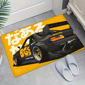VIKAMA Thảm Lông Thú Xe Đua Mát Mẻ Thảm Trải Sàn Phòng Tắm Bằng Polyester Mềm Mại Chống Nước Cho Lối Vào Trang Trí Nhà Chống Trượt Chống Phai Màu