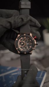 Jam Tangan Pria Alexandre Christie Chronograph AC 6491 GCRBRBA Black Dial Black Rubber Strap