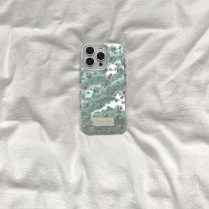 Sherry*ins Style Gentle Spring Mint Green Floral Phone Case for Apple 16ProMax iPhone 15Pro Unique Girl Heart 14 Simple 13 Fresh Sensation High End Summer