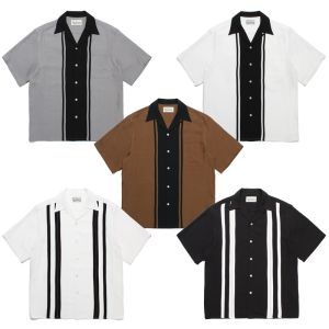 Jiangxin 23ss New Arrival Two Tone 50sshirt Stripes Color Matching Casual Hawaiian Short Sleeve Shirt