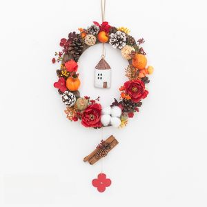 New Year Decorations Red Entrance Flower Ring Glass Door TV Background Wall Hanging Ornaments High-End Feeling Room Decorations