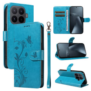 szhaiyu | Leather Wallet Flip Phone Case for Xiaomi Mi 15 15T 17 17T Pro Max Ultra Flower Embossed Design with Card Holder Cover