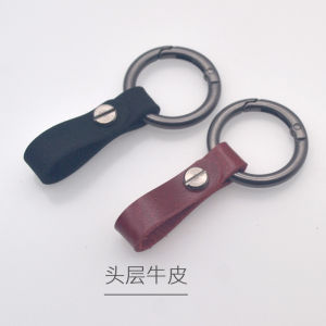 Genuine Leather Car Key Ring Mens Belt Hanging Keychain Ring Car Key Holder Personal Driving Accessories round Ring 15 Colors