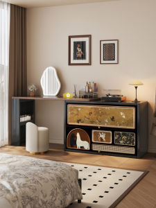 MEISD | Retro Carbon Steel & Iron Vanity Dressing Table with Cabinet and Expandable Design