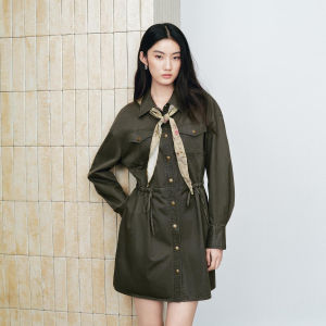 PEACEBIRD | Workwear Style Long Sleeve Waist Accentuating Dress