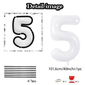 40 inch white large digital balloon with black long balloon cartoon style border balloon for birthday parties and anniversaries