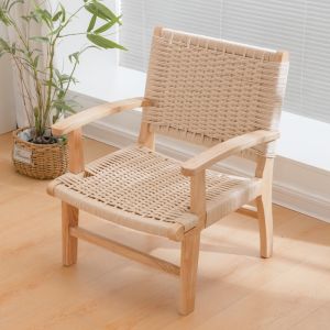vivTree | Tea Relaxing Rattan Wooden Back Chair