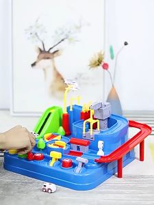 Đồ chơi đường trượt đường ray với nhiều xe ô tô nhỏ vượt chướng ngại vật dành cho bé