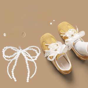 LINGMIAO | อุปกรณ์ตกแต่งรองเท้า DIY ดอกไม้ประดับมุก ผ้าลูกไม้ และริบบิ้นไหม