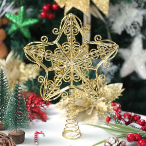 1Pcs Christmas Decoration Topper Glitter Gold Star Xmas Tree Pendant for Home Decor 2026 New Year Party Gift Navidad Ornaments
