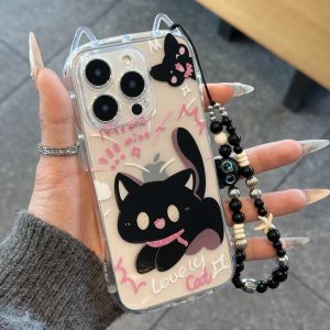Sup&LV | Transparent Cat Ear Anti-shock Phone Case with Bracelet