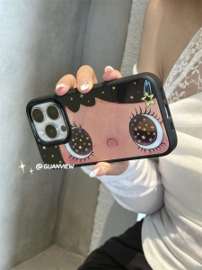 Guanview Ins Shiny Big Glasses Girl Cartoon Protective Phone Case for iPhone 16Pro Max Apple 17Pro Gold Plated Anti-Fall for Girls