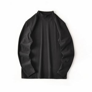 Áo Thun Dài Tay Cổ Cao Ấm Áp Thoải Mái Cho Nam Mùa Thu Đông Thường Ngày Bằng Vải Nhung Polyester Kháng Khuẩn