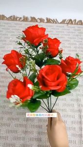 Combo 2 Cành 6 bông hồng cao 36cm VI044 cành hoa giả trang trí nhà cửa hoa cắm đám cưới