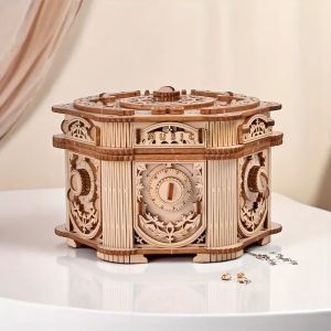 DIY 3D Treasure Box Wooden Puzzle Game Assembly Gift Adult Building Blocks Treasure Box