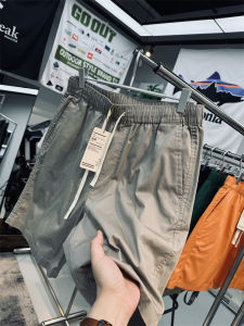 Japanese Style Simple Mountain Retro Chino Cotton Men Summer Elastic Waist Cotton Pure Color 9-Inch Casual Shorts