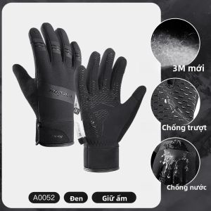 Găng Tay Đi Xe Đạp Mùa Đông Chống Nước Màu Đen 3M Dành Cho Nam Màn Hình Cảm Ứng Ấm Áp Tương Thích Thể Thao Ngoài Trời Chạy Bộ Đi Xe Máy Trượt Tuyết Trượt Ván Trên Tuyết