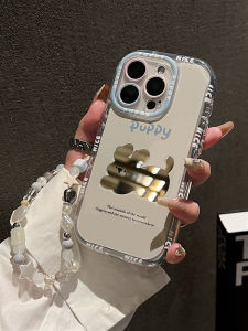 Cute Running Dog iPhone Case Mirror Surface Protective Cover for Apple 17Promax 15 16Pro 14 13 Bracelet 12 Women XS New 11 High End 15Plus Trendy 17Air Anti-Fall XR