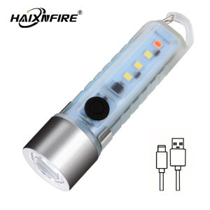 Haixnfire S41 đèn pin mini sạc USB Đèn Cắm Trại thanh chìa khóa đèn đèn khẩn cấp Đèn pha LED