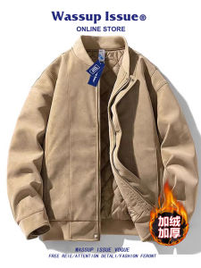 WASSUP ISSUE American Washed PU Leather Jacket Mens Loose Fit Baseball Style Autumn Winter Coat Flight Leather Jacket