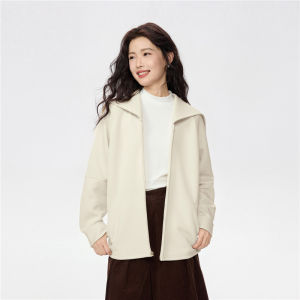 Giordano Double-Sided Fabric Zipper Jacket Womens Mid-Length Navy Collar Casual Outerwear Spring New Style 13375796