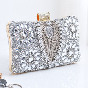 Rhinestone Evening Clutch Bag Sparkling Crystal Dinner Party Handbag European American Formal Dress Purse Wedding Bridal Shoulder Crossbody Bag