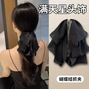 French Style Starry Sky Hair Accessory Full of Stars Butterfly Knot Tassel Clip New 2025 Back of Head High End Feeling Hair Clip