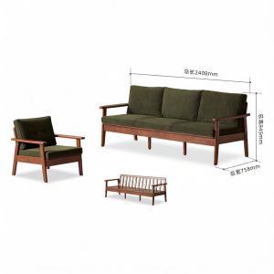 YUANSHI YUANSU | All Season New Chinese Style Small Apartment Living Room Sofa Solid Wood Sofa