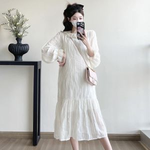 Đầm Voan Dài Tay Mùa Xuân Thu Ngọt Ngào Duyên Dáng Cho Bầu