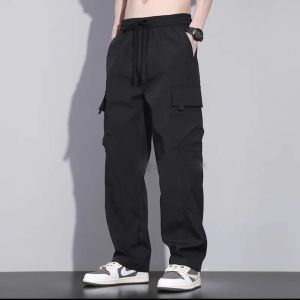 Mens Casual Loose Workwear Trousers Spring Autumn Dirt Resistant Wear Resistant Long Pants for Building Workers Doing Jobs