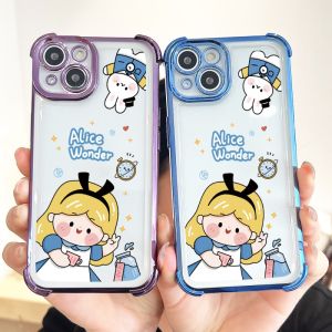 Hontinga เคสโทรศัพท์สำหรับ Vivo Y39 Y18e Y18 Y03 T1X Y29 Y200 5G น่ารักอลิซสงสัยว่ามีสีเคลือบโครเมี่ยมสุดหรูนุ่มเคสยางนิ่มสำหรับเด็กผู้หญิง