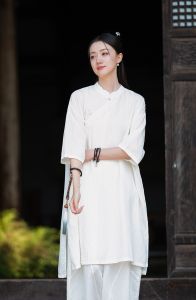 Bộ Đồ Yoga Phong Cách Trung Hoa Rộng Rãi Bằng Vải Lanh Mỏng Quần Ống Rộng Mỏng Bộ Đồ Tập Luyện Phật Giáo Cho Nữ Bộ Đồ Tập Yoga Mùa Hè