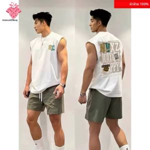 Retro Letterเสื้อยืดชายฤดูร้อน 2025 ใหม่ 100% Cottonกีฬาเสื้อกั๊กฟิตเนสวิ่งเหงื่อเสื้อกั๊กQuick Dry Y2k Top Menเสื้อผ้า