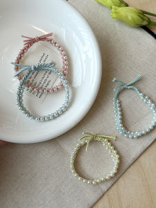 Mùa Hè 2024 Dây Buộc Tóc Bằng Cao Su Đàn Hồi Cao Phụ Kiện Tóc Thủ Công Cho Nữ Đồ Trang Trí Tóc Bằng Ngọc Trai Đầy Đủ Phong Cách Cổ Điển