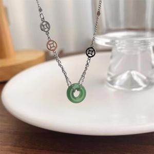 New Chinese Style Jade Safety Buckle Necklace Womens Unique Design Lockbone Chain Internet Famous Neck Chain Fashion Jewelry