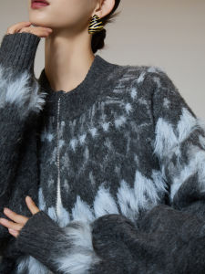 Soft Nostalgic Style Fair Isle Knitted Cardigan Women Winter
