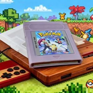 Bandai | 16 Bit Video Game Console Cartridge GBC Game Card Team Rocket Edition USA Version Grey Ahell Crystal Shell