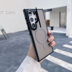 Luxury Magnetic with Camera Protection For Magsafe Case For Samsung Galaxy S25 S24 S23 S22 Ultra Plus Covers with Hidden Holder