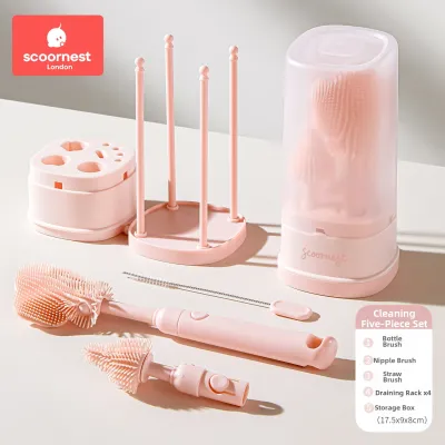 KESCOORL | Silicone Baby Bottle Nipple Cleaning Brush Set Portable Travel
